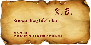 Knopp Boglárka névjegykártya