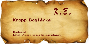 Knopp Boglárka névjegykártya